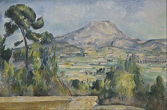 Mont Sainte-Victoire painting by Paul Cézanne, demonstrating geometric structure in landscapes.