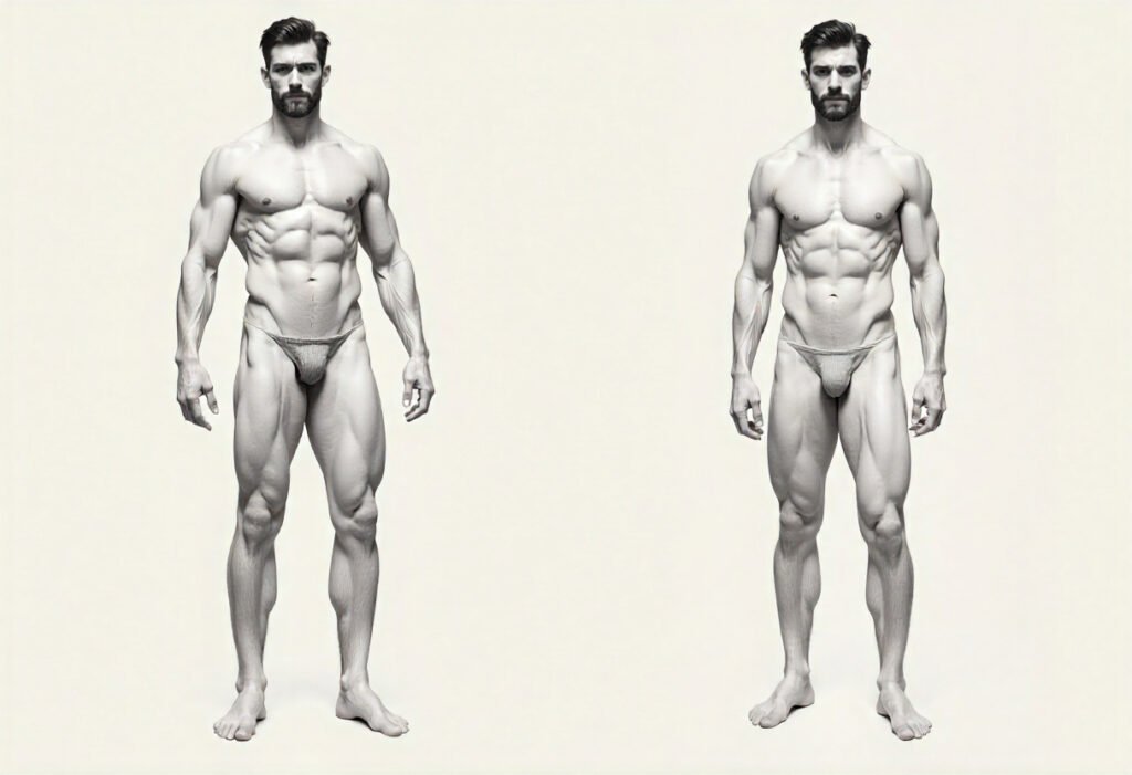 Side-by-side comparison of static and dynamic human figure sketches