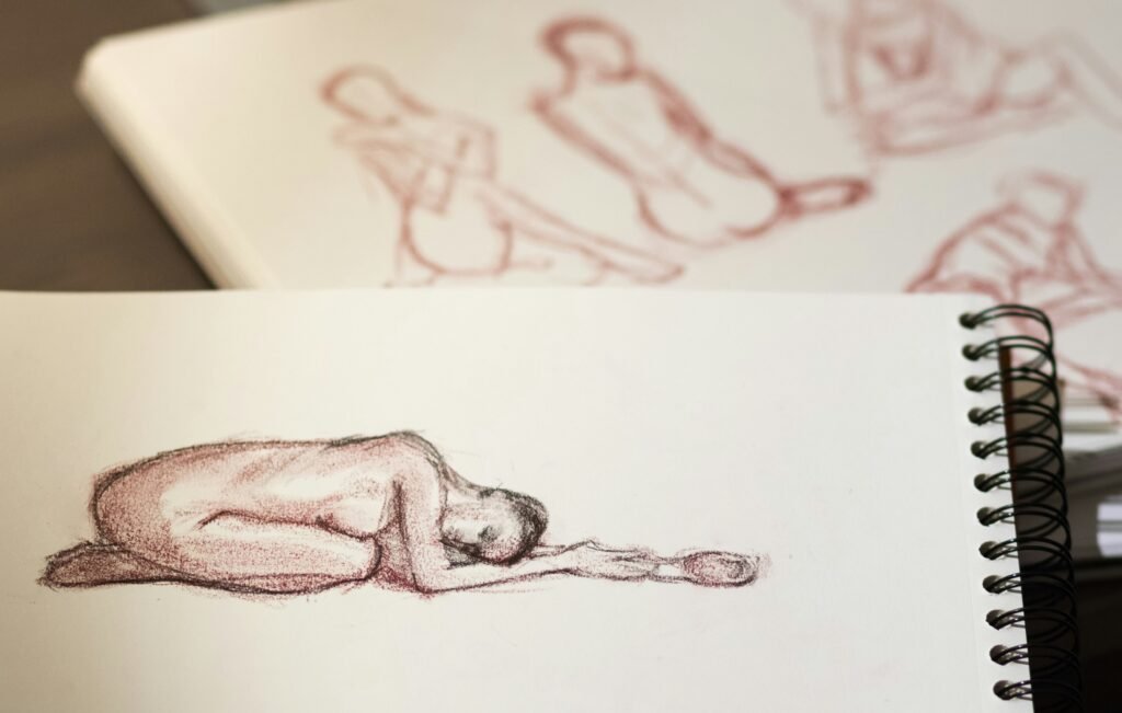 Gesture drawing examples showing human figure art in dynamic poses movement